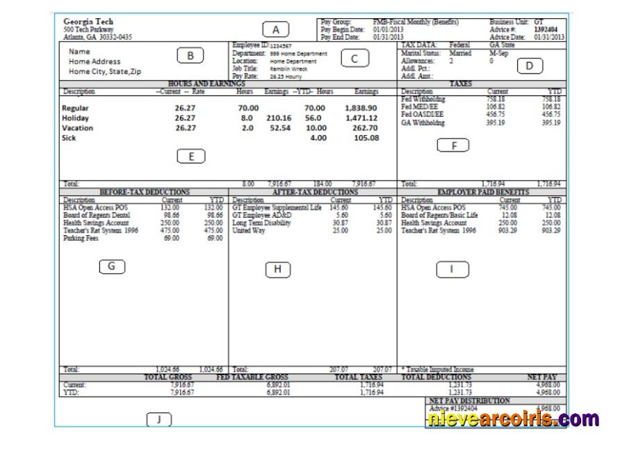 GEORGIA TECH pay stub